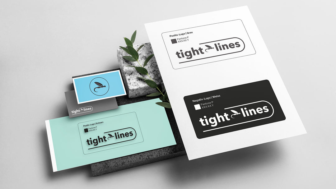 logo design of ©tight lines with mockup - art by life