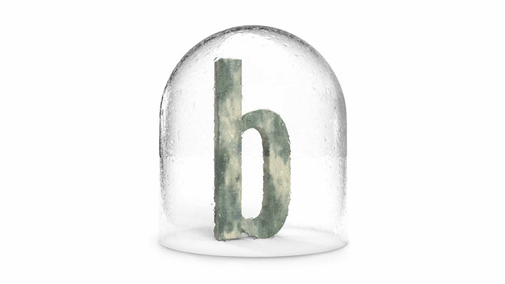 design develop service branding letter b in glass bottle - art by life